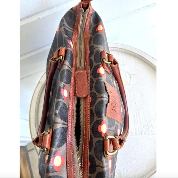 ORLA KIELY Large Coated Canvas Satchel Tote Bag with Leather Handles - Picture 5 of 16